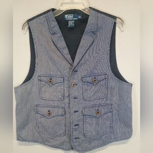 Polo Ralph Lauren Men’s Blue Pinstripe Utility Vest Size Large
